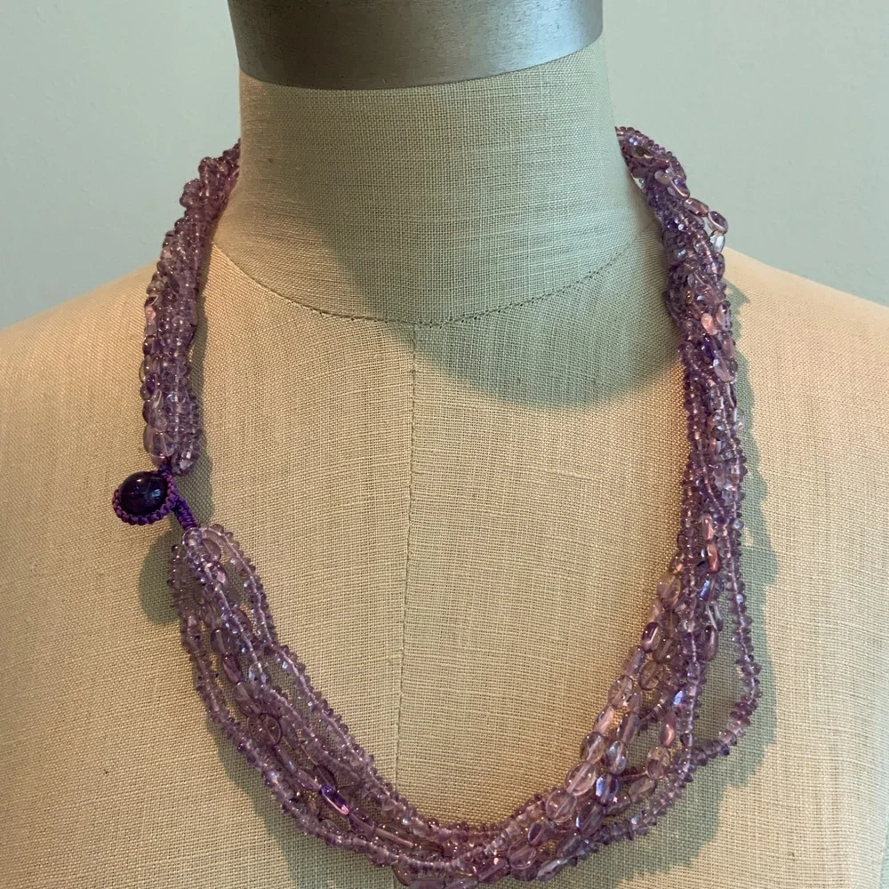 Gorgeous 6 Strand Amethyst Bead Necklace - Picture 3 of 4